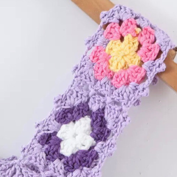 NEW! Boho, multi colour, crocheted, cotton crop top - Picture 12 of 13